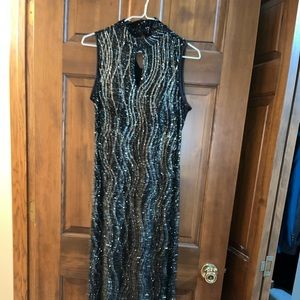 Ronni Nicole by Ouida Black and Silver Dress